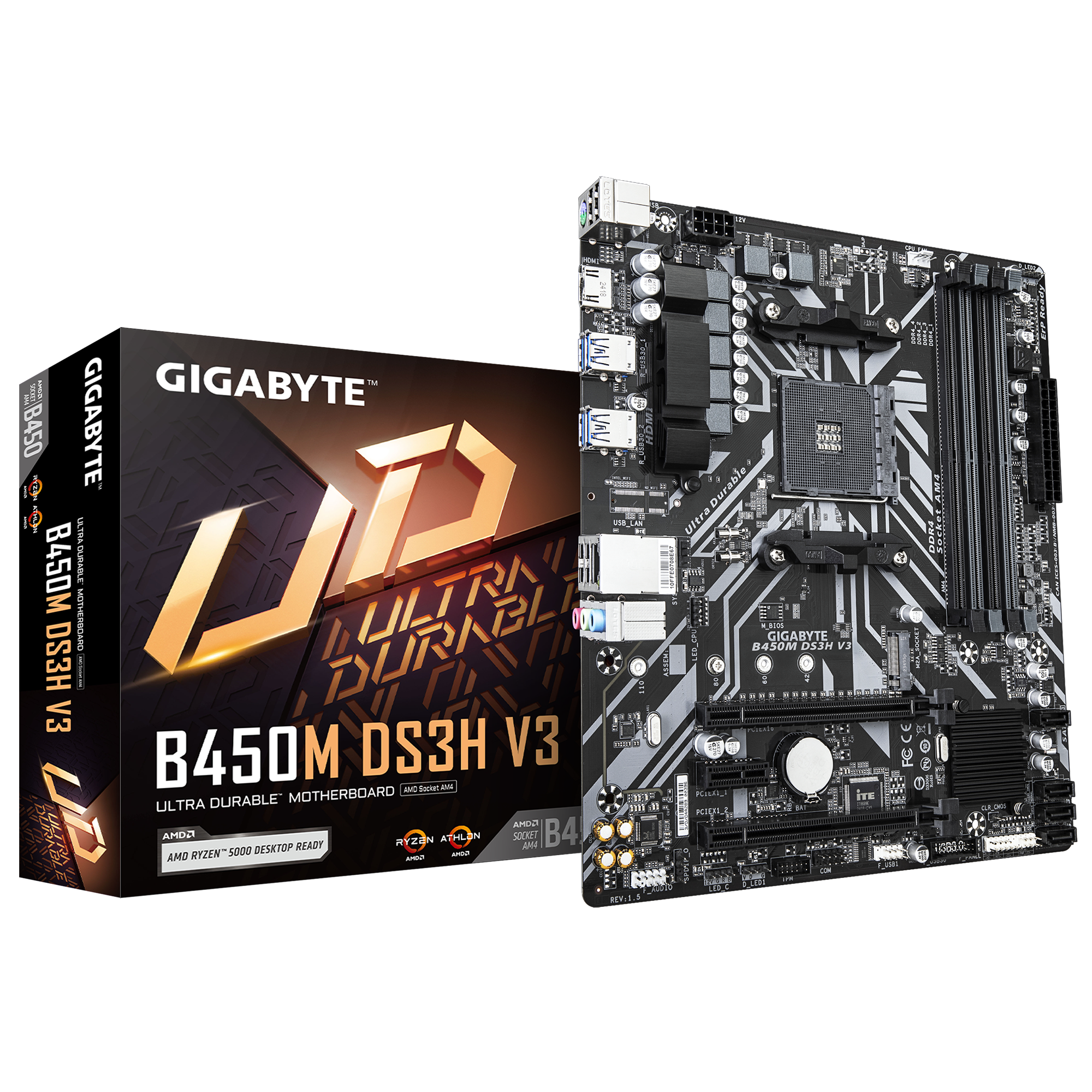 Gigabyte Used Refurbished Desktop motherboard B450M DS3H V3