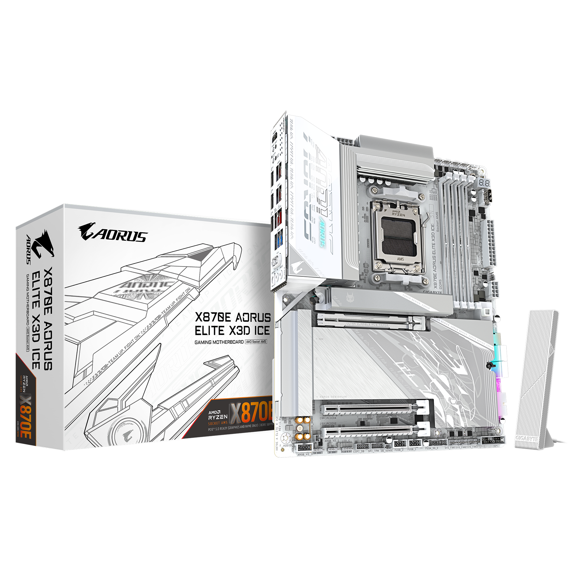 Gigabyte New Used Refurbished AMD Socket AM5 DDR5 Desktop motherboard AM5 X870E AORUS ELITE X3D ICE